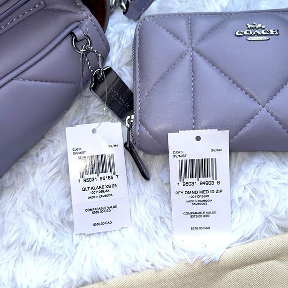 Coach quilted Klare shoulder/crossbody bag and wallet set sv/mist (lilac) - Picture 6 of 13